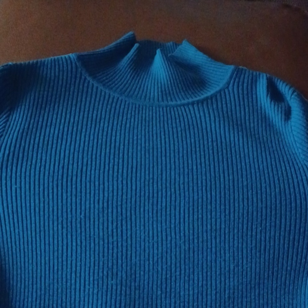 -- Cache Blue Ribbed Knit Top - Picture 4 of 10